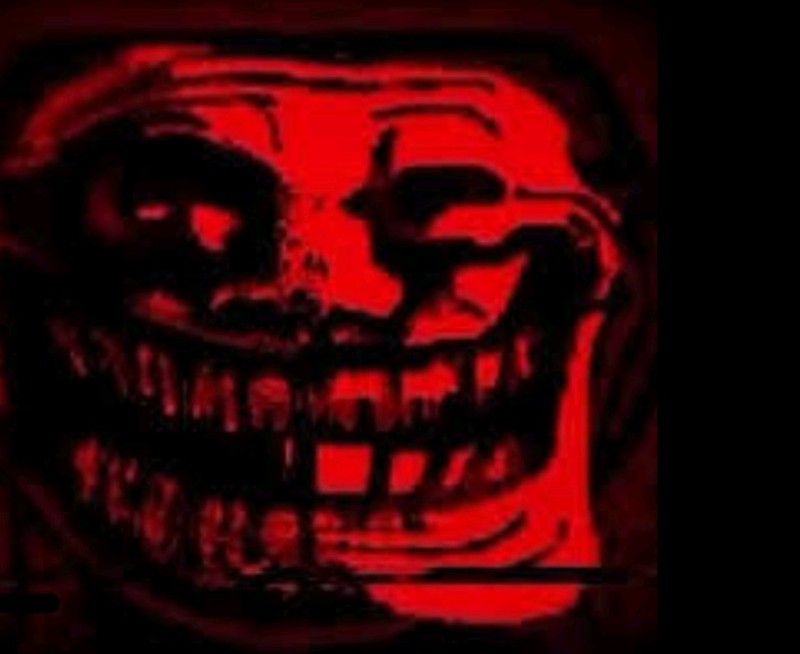 Create meme: trollface red, smiling trollface, trollface horror