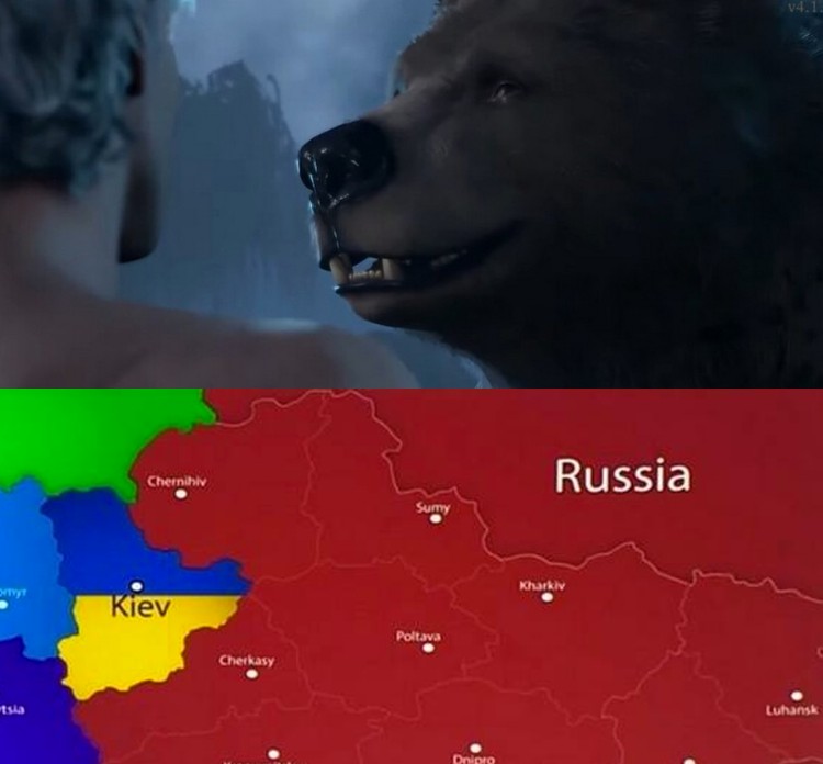 Create meme: russia bear, Baldurs gate 3 bear, Baldur gate 3 scene with a bear