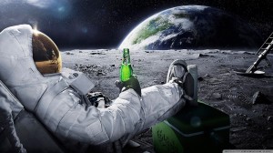 Создать мем: полет в космос, человек на луне, космонавт с алкоголем
