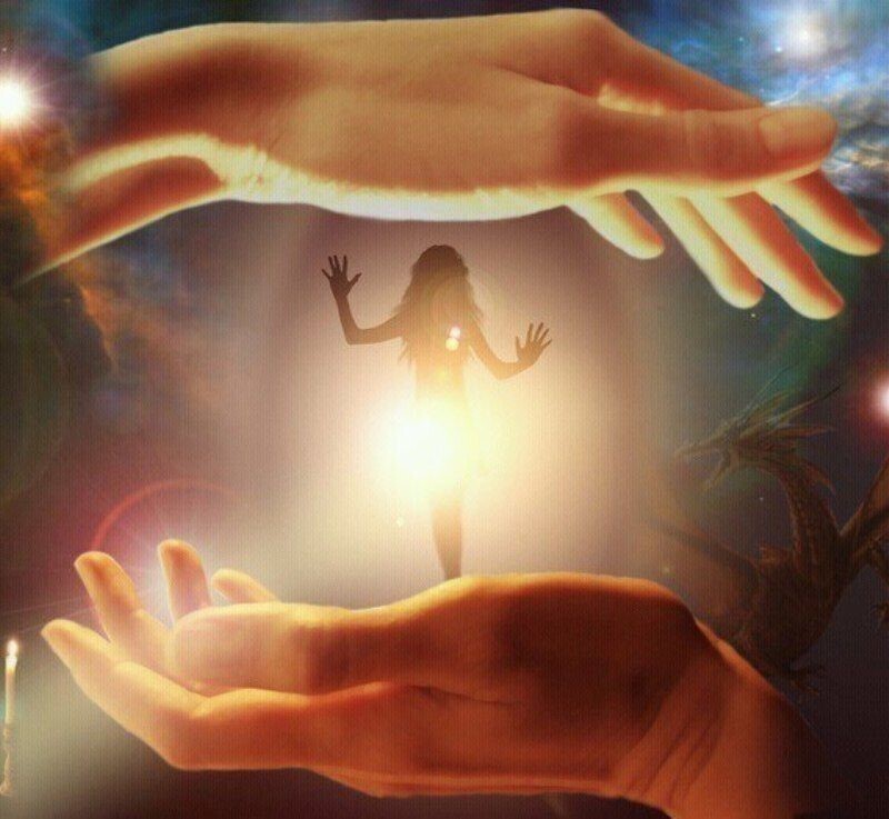 Create meme: magic in the palms, palms of god, healing with unconditional love theta