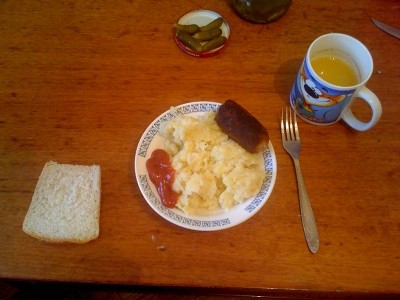 Create meme: Breakfast, A homeless man's breakfast, breakfast is regular