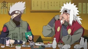 Create meme: Kakashi and naruto, Jiraiya drinks, naruto and Kakashi eats
