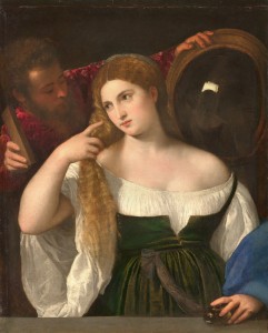 Create meme: the woman in the mirror, Titian