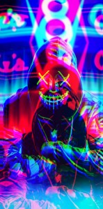 Create meme: wolf neon, people, Yegor Letov