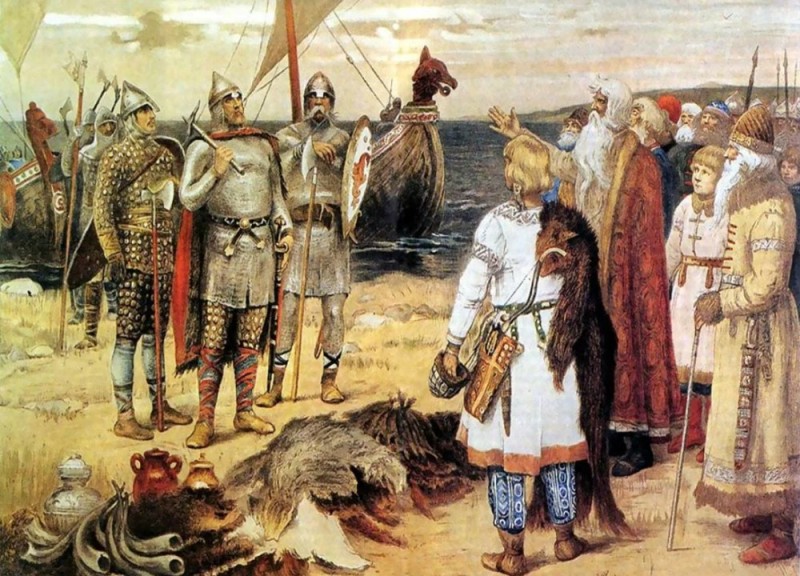 Create meme: the vocation of the Varangians vasnetsov, 862 g, the vocation of the Varangians to Russia