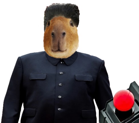 Create meme: the trick , capybara in a jacket, Jong un