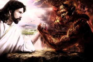 Создать мем: иисус против дьявола картина, иисус и дьявол, бог против дьявола