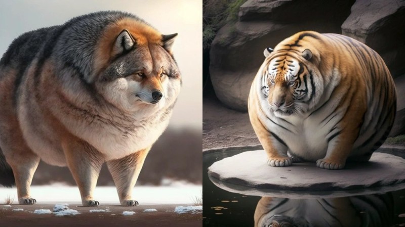 Create meme: fat tiger, fat animals , fat animals