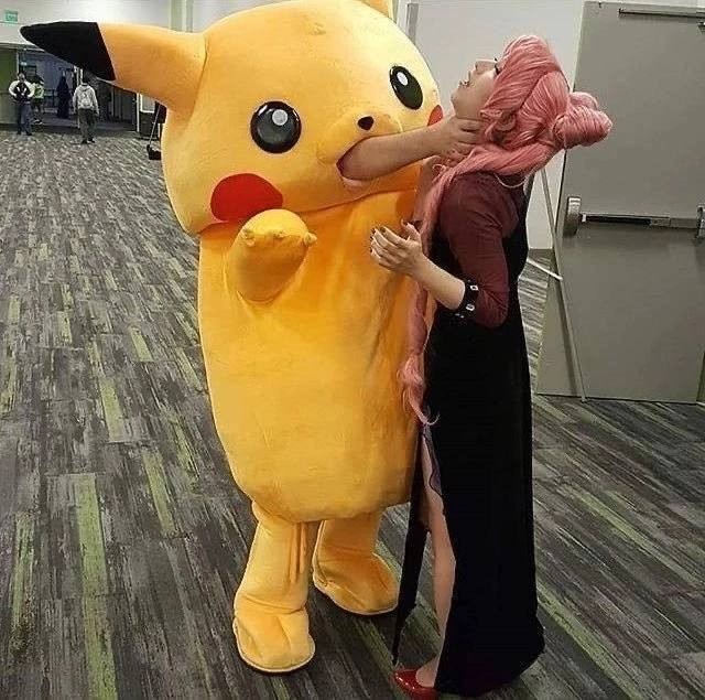 Create meme: pikachu, pikachu costume plush, pokemon pikachu cosplay