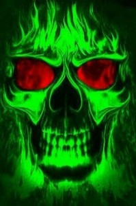 Create meme: green skull, neon skull, skull