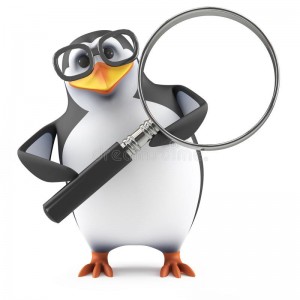 Create meme: 3D render of a penguin with dynamite, 3D penguin with a magnifying glass, penguin with glasses