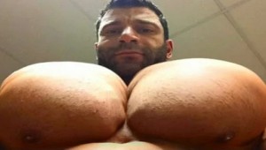 Create meme: man muscle tits, big chest, huge nipples man