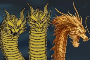 Create meme: meme three heads of the dragon king gidora, three-headed dragon meme, Godzilla and king ghidora