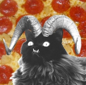 Create meme: satan cat, Dima kot, Satan bakes pancakes