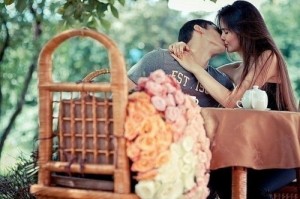 Create meme: wedding, download photo boy kisses the girl with flowers, gentle wedding
