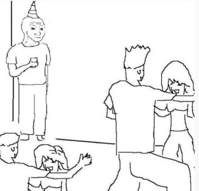 Create meme: memes templates , hand drawn memes , introvert meme in the corner at a party