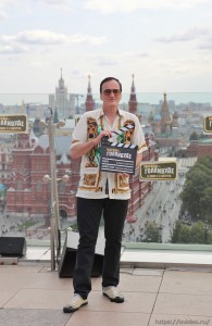Create meme: Quentin Tarantino on the red square, Quentin Tarantino in Moscow, Quentin Tarantino