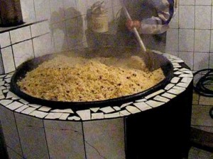 Create meme: Kazan, plov, festive pilaf