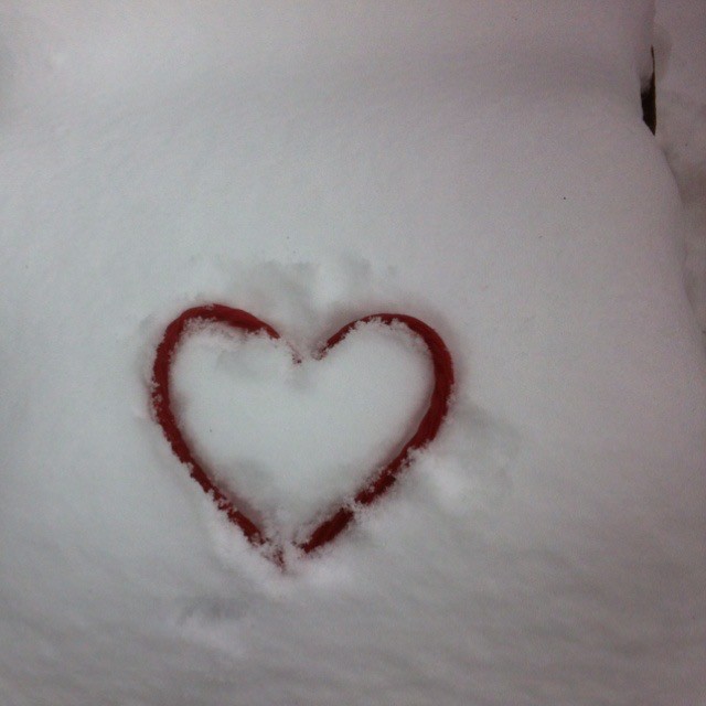 Create meme: heart in the snow, a heart made of snow, Valentine's day February 14 