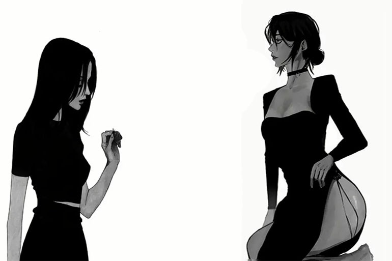 Create meme: the girl in black, the girl in the black dress, manga girl