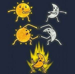 Создать мем: робопидор, бананы на солнце, солнце и луна