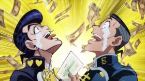 Создать мем: Джоске и Окуясу получили деньги