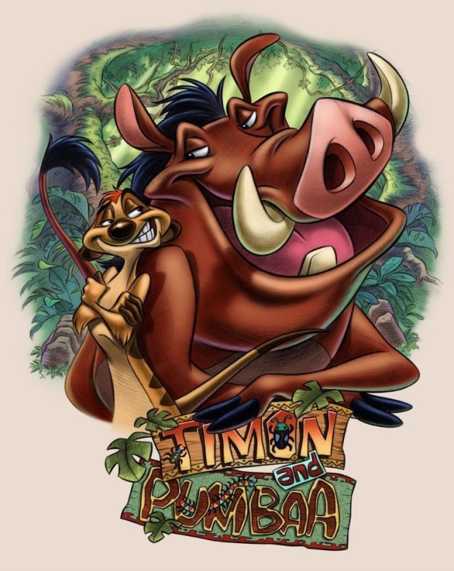 Create meme: Timon and Pumbaa , cartoon timon and pumbaa, pumbaa drawing