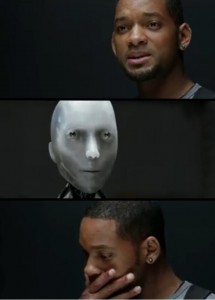 Create meme: will Smith and the robot meme, you're a robot imitation of life, you're just a robot, an imitation of life