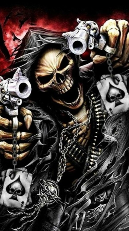Создать мем: скелет с пистолетом, скелеты крутые, скелет с револьвером