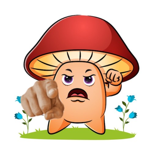 Create meme: The evil mushroom, The joyful mushroom, angry mushroom