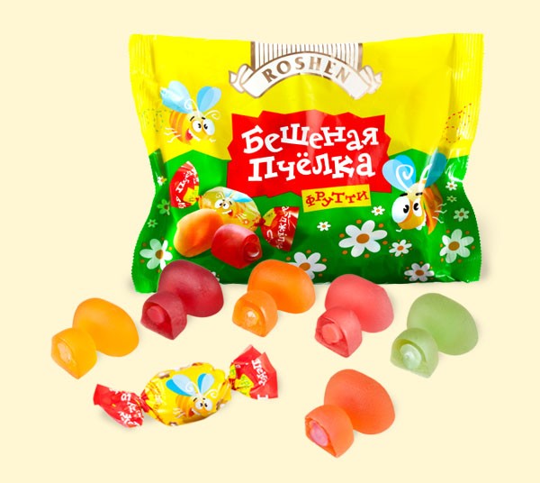 Create meme: jelly candies mad bee in pyaterochka, rabid bee Roshen, candy 