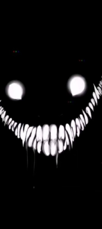 Create meme: the smile on black background, the smile is scary, evil smile 