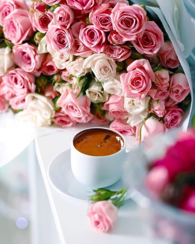 Create meme: morning roses, flowers morning, good morning flowers