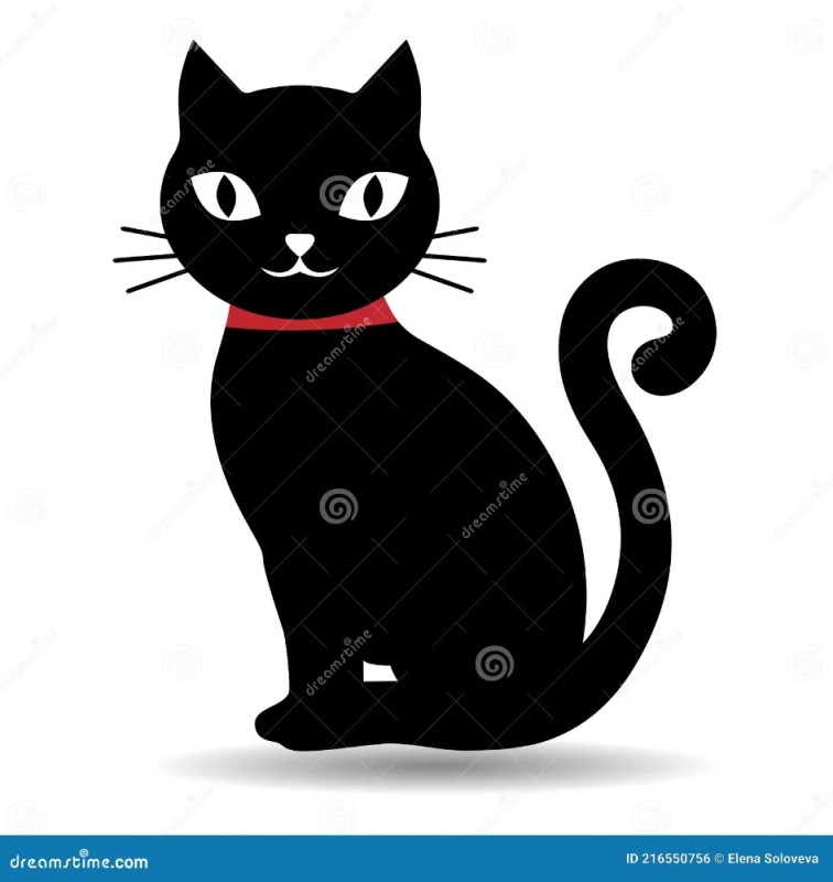 Создать мем: черный кот рисунок, силуэт кошки, black cat