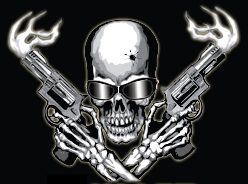 Create meme: skull with a torch, cool skulls, skull with pistols