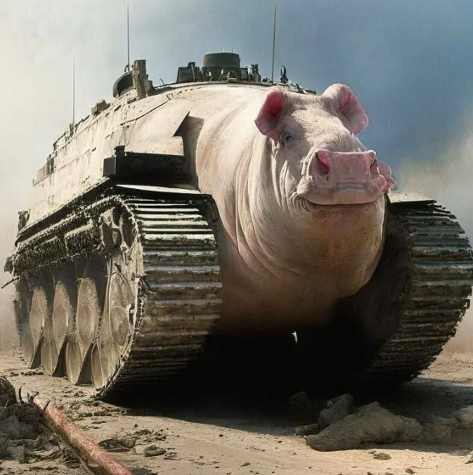 Create meme: pig tank, battle pig, pig 