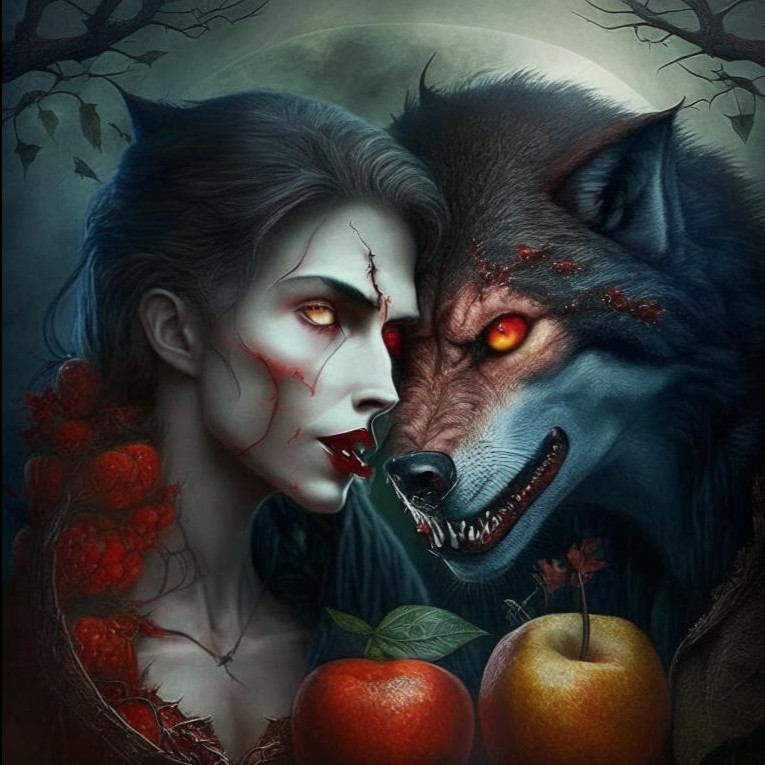 Создать мем: оборотни арт, вампир и ликан, злой волк
