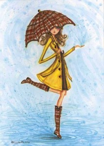 Создать мем: дождливый день, зонт, модные эскизы