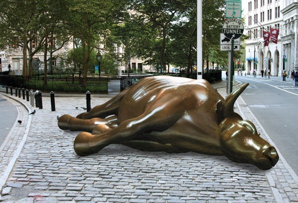 Create meme: switzerland fountain bull and . bear, wall street bull, bull sculpture