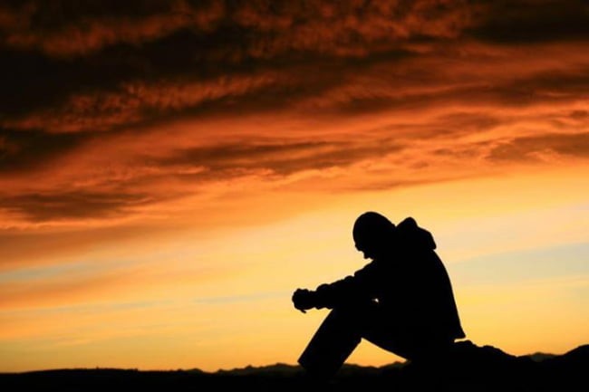 Create meme: A lonely man at sunset, the man at sunset, The most terrible sin is unrepentant