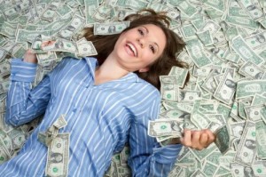 Create meme: Girl lying on money 