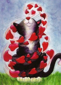 Создать мем: кошачий арт, милые котики обнимаются, иллюстрация кошка