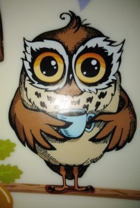 Create meme: owl coffee vector, owl and coffee pictures with a pencil, round owl pattern