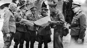 Create meme: a Soviet officer, German officer, The Waffen-SS