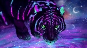 Create meme: neon tiger