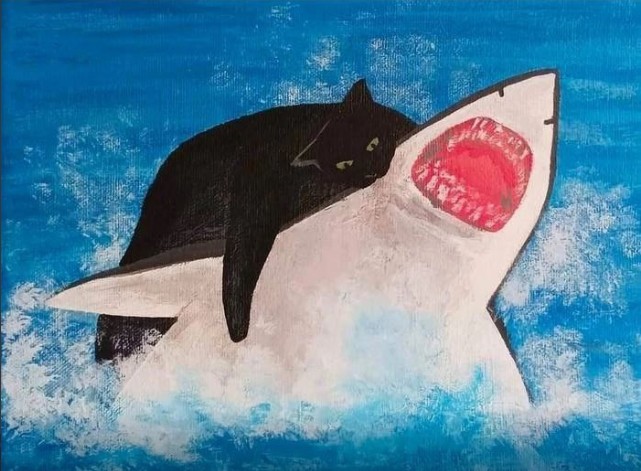Create meme: shark painting, shark drawing, shark 