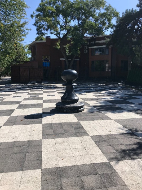 Создать мем: шахматы, плитка, в парке