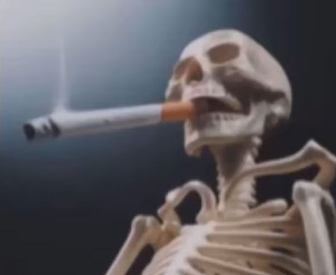 Create meme: Indonesian military, skeleton with a cigarette, bad to the bone