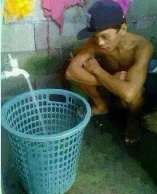 Create meme: male , The man with the bucket, funny humor 
