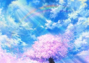 Создать мем: радуга природа, cherry blossom, облака радуга